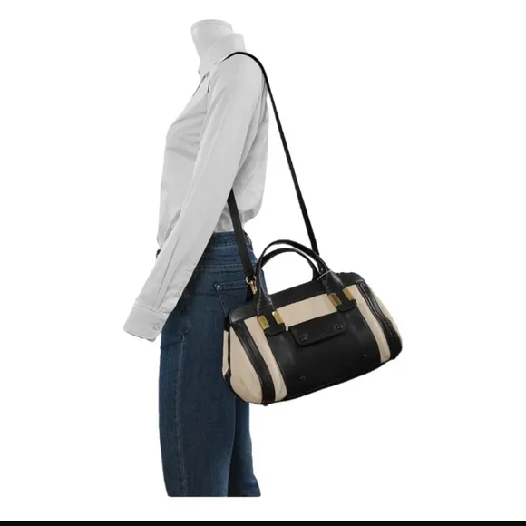 Chloe | Alice Large Leather Bag 2 Way Colorblock Satchel EUC - Picture 2 of 16